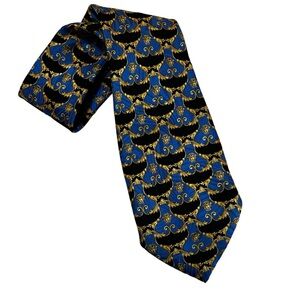 Gianni Versace men’s silk tie blue gold made in Italy old money luxury